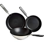 Amazon Basics 3-teiliges Brat- und Wokpfannen-Set
