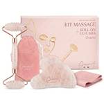 Oanova Rosenquarz Gesichtsroller und Gua Sha Stein Set