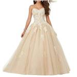 Vantexi Damen Spitze Ballkleid