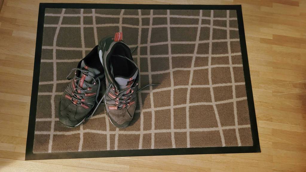 Schmutzfangmatte mit ein Paar Schuhe