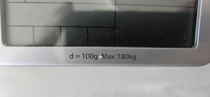 Personenwaage getestet: Detailaufnahme der maximalen Belastung als Aufdruck.
